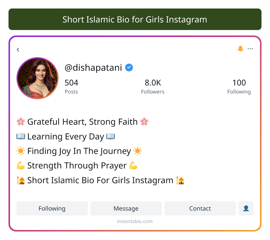 Short Islamic Bio for Girls Instagram
