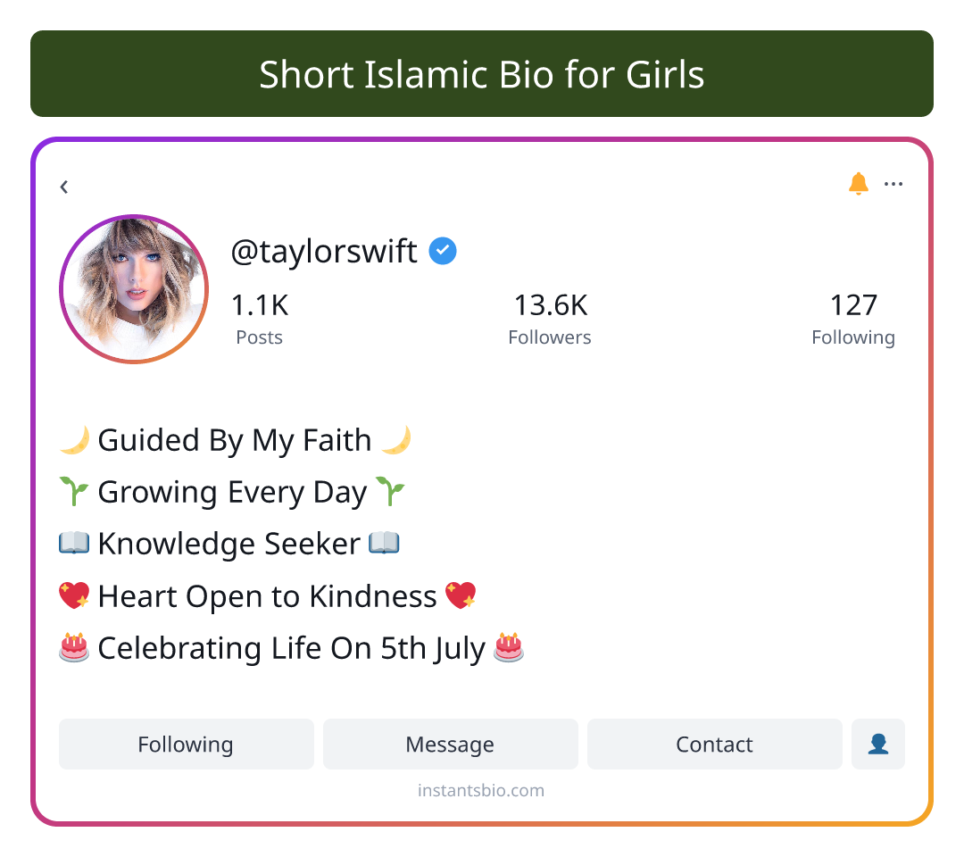 Short Islamic Bio for Girls