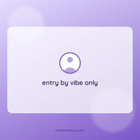 Stylish Bio For Instagram card: entry by vibe only