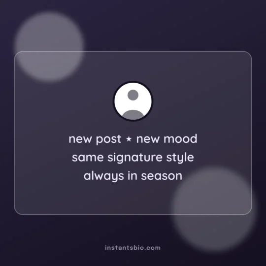 Stylish Bio For Instagram card: new post ⋆ new mood