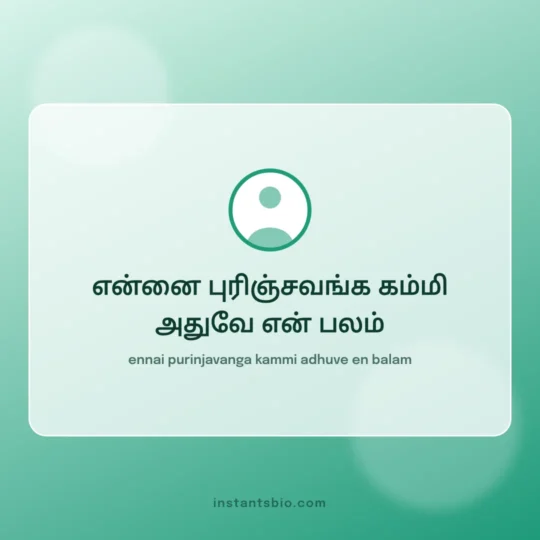 Instagram Bio Tamil card: ennai purinjavanga kammi