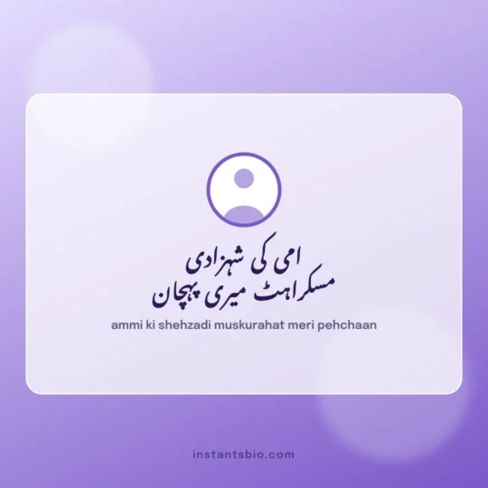 Urdu Bio For Instagram card: ammi ki shehzadi