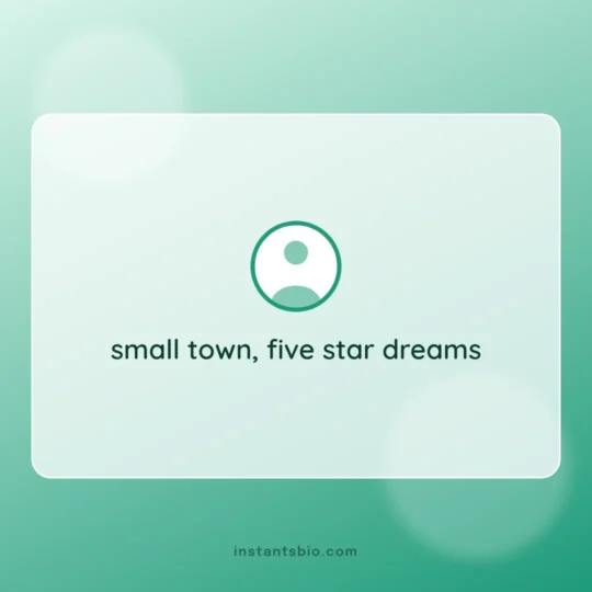 Instagram Vip Bio card: small town, five star dreams